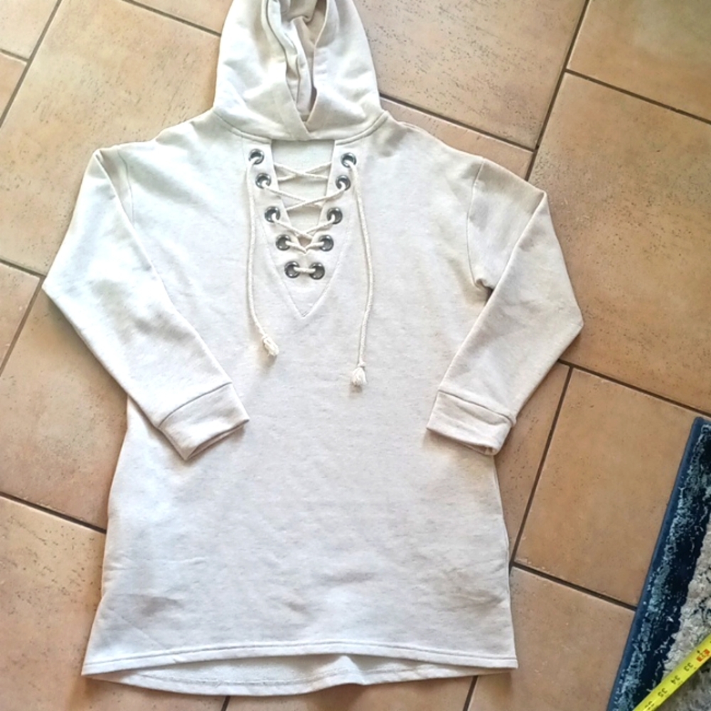 Lace up hoodie dress